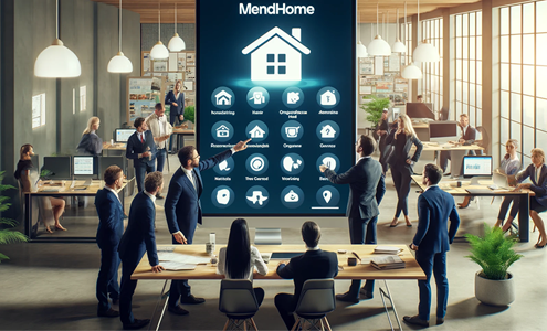 Realtors collaborate around Mendhome app for property management.